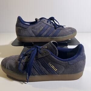 Adidas Gazelle Shoes Mens Size 7.5 Blue Suede Classic Low Top Sneakers Gum Sole